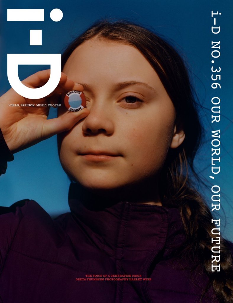Greta Thunberg doing the all-seeing eye 