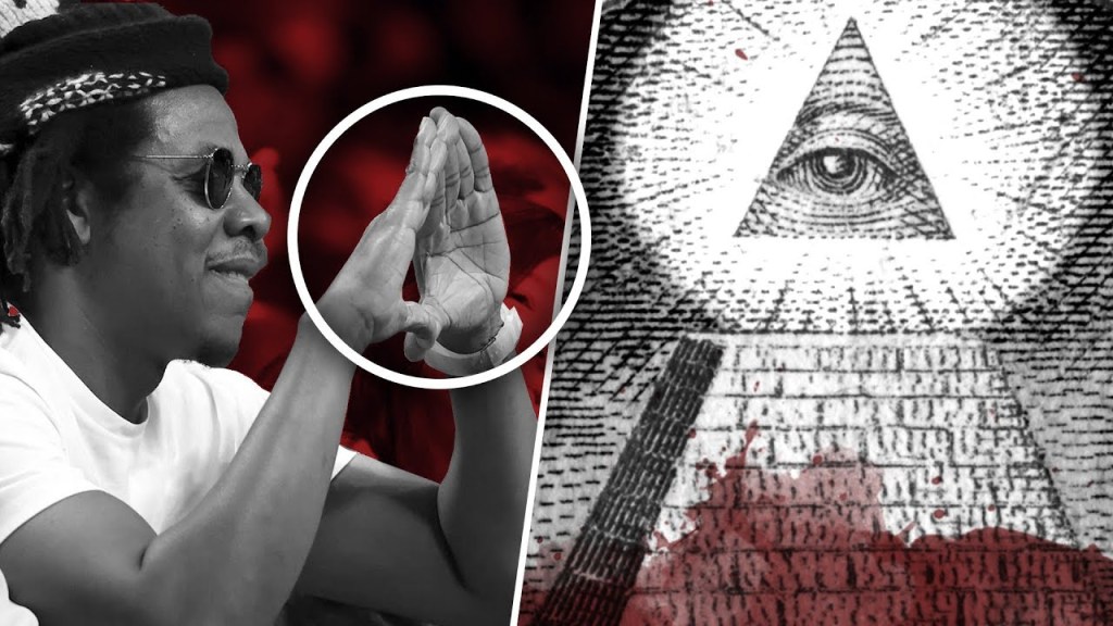 Jay-z showing the illuminati pyramid  and all-seeing eye 