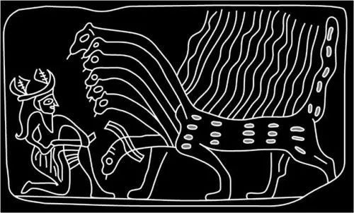 Seven-headed dragon depiction