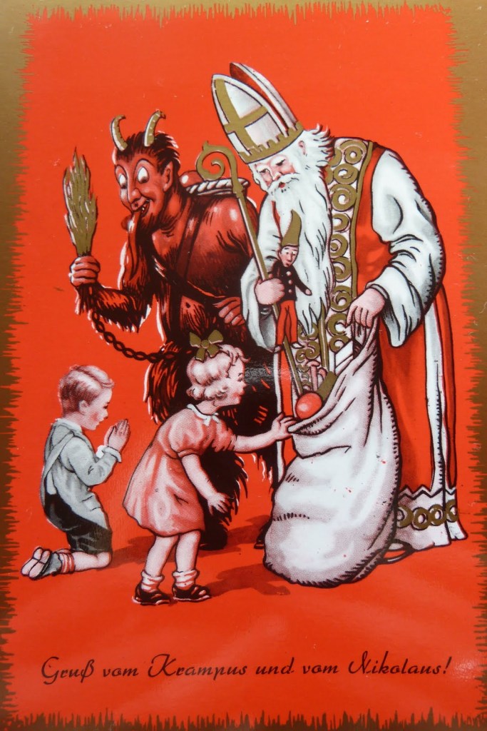 Sinterklaas and his half man-half goat helper, Krampus