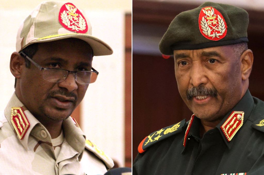 (L) General Mohamed Hamdan Dagalo (Hemedti) and General Abdel Fattah Al-Burhan (R)